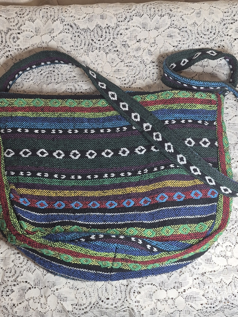Colorful Striped Woven Boho Crossbody Sling Bag